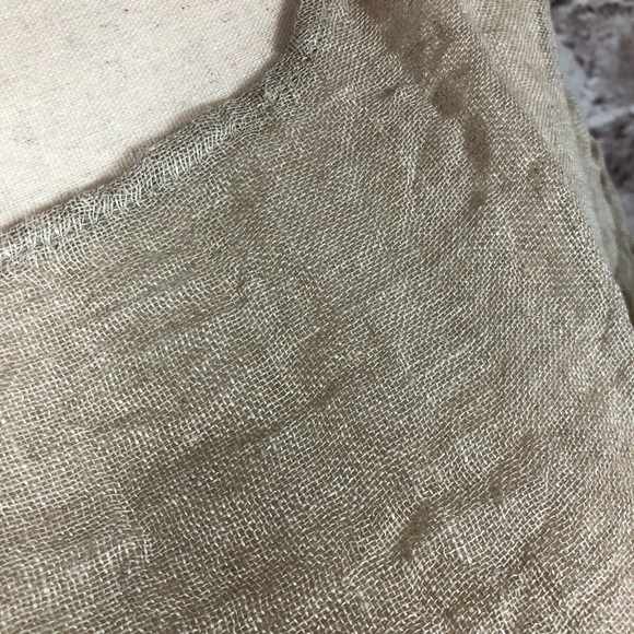 New Cool Breezy Gauzy Beige Linen Top Cover Up - Picture 8 of 8